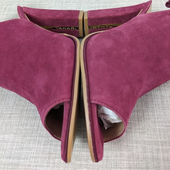 Tahari, Kappy 1, 7.5M, Peep-toe, Sling Back, Ankle bootie, 3.5" heel, Burgundy - Picture 6 of 11